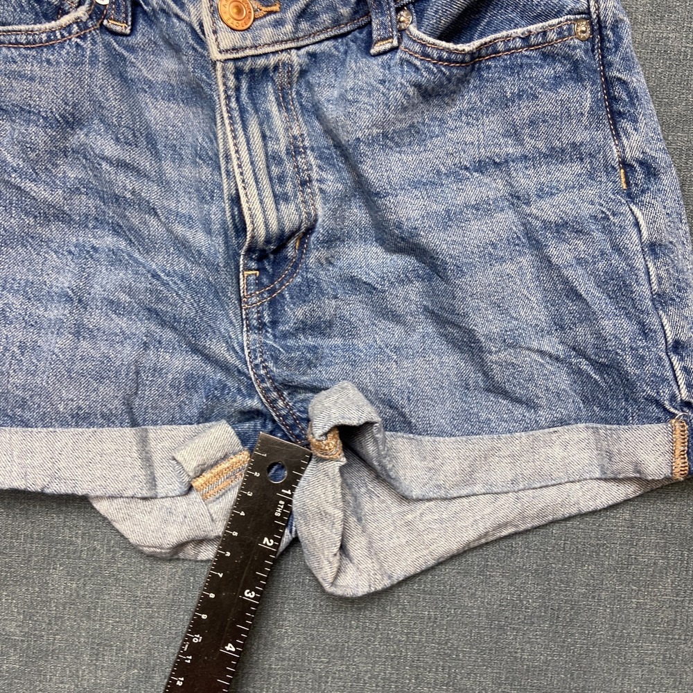 American Eagle Outfitters Denim Shorts Womens 00 Blue Cotton Mid Rise Cuffed Hem - Picture 8 of 16